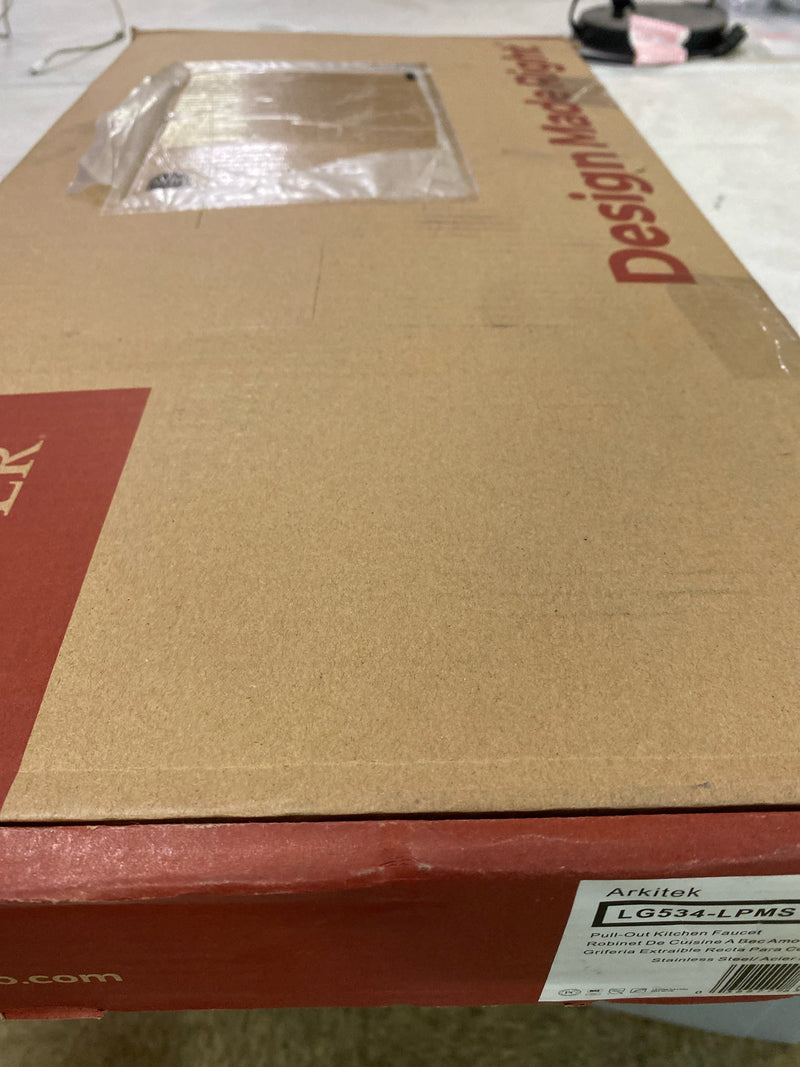 Pfister Arkitek Kitchen Faucet with Pull Out Sprayer, Single Handle, High Arc, Stainless Steel Finish, LG534LPMS