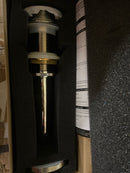 Vigo VGT1061 Giovanni 17" Circular Glass Vessel Bathroom Sink with 1.2 GPM Waterfall 11" H Deck Mounted Bathroom Faucet and Pop-Up Drain Assembly - PVD Brushed Nickel