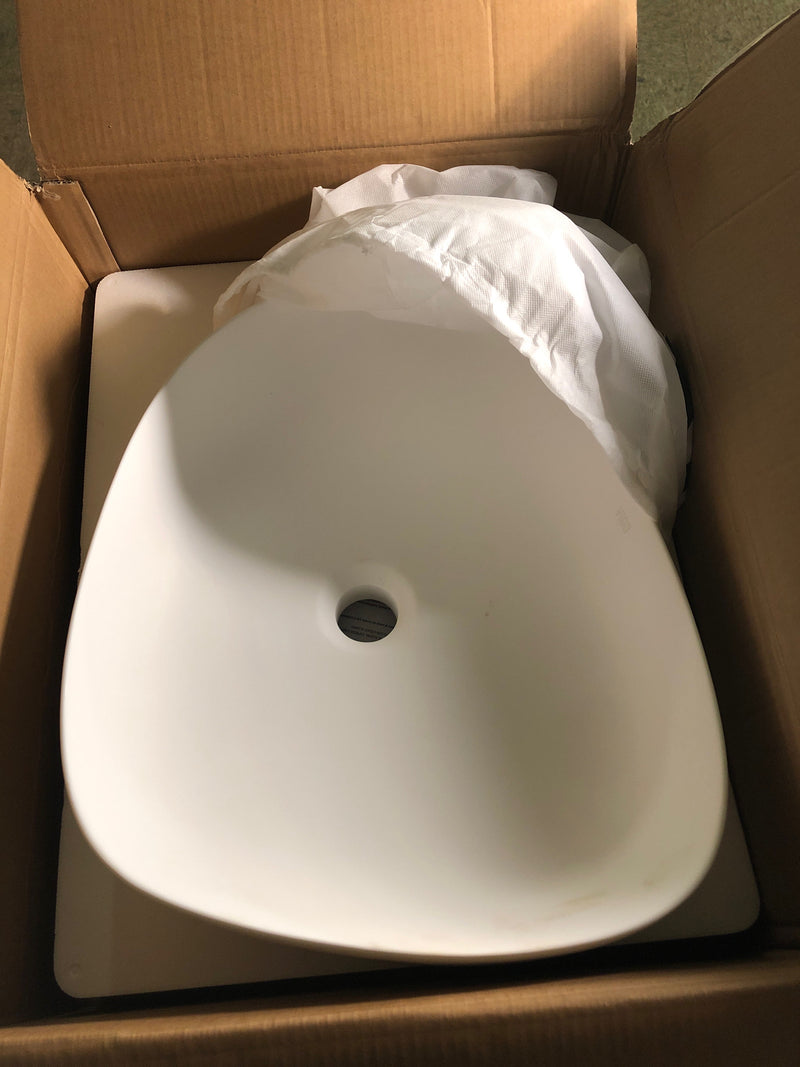 Vigo VG04012 Peony 20" L x 15" W x 5" H Specialty Stone Composite Vessel Bathroom Sink - White