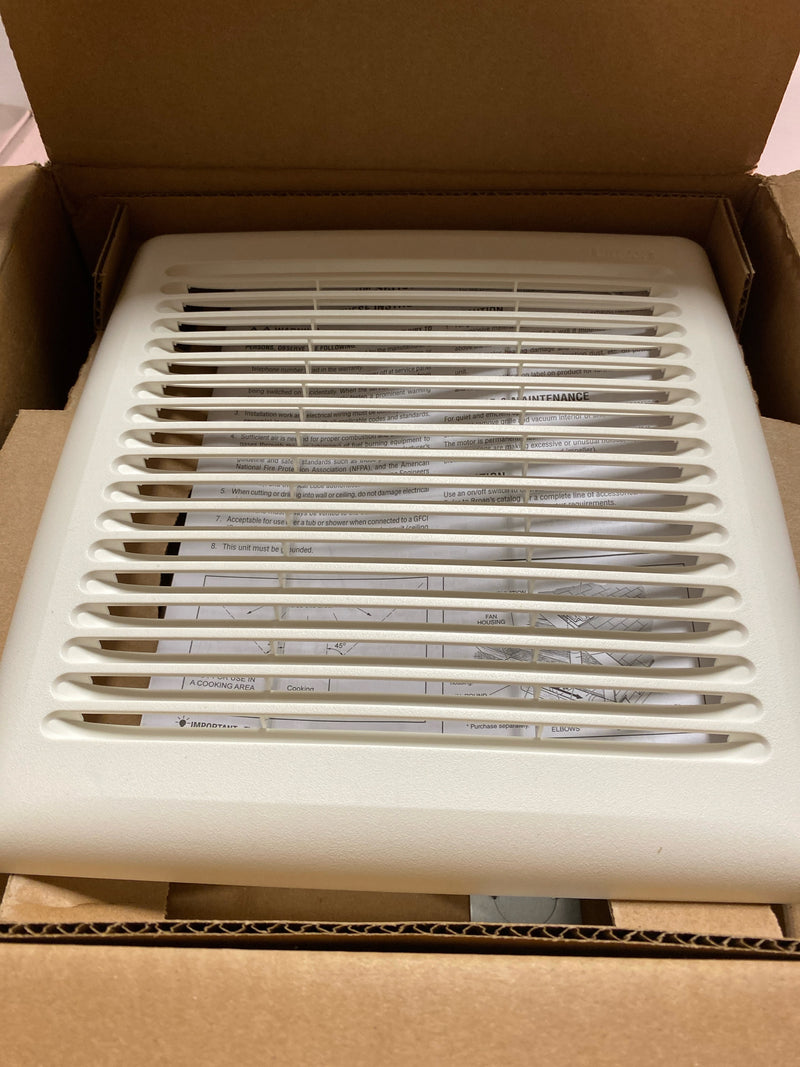 Broan AE50 InVent Series 50 CFM 0.5 Sone Ceiling Mounted HVI Certified Bath Fan - White