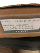 Omnia 12/234T.PA32D Stainless 12 Lever Passage with 2-3/4" Backset; T Strike Satin Stainless Steel Finish