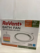 Revent RVRL5080 50-80 Adjustable CFM Easy Install Roomside Bathroom/Bath Exhaust Fan & Recessed Light w/5 Level LED Temp, ENERGY STAR