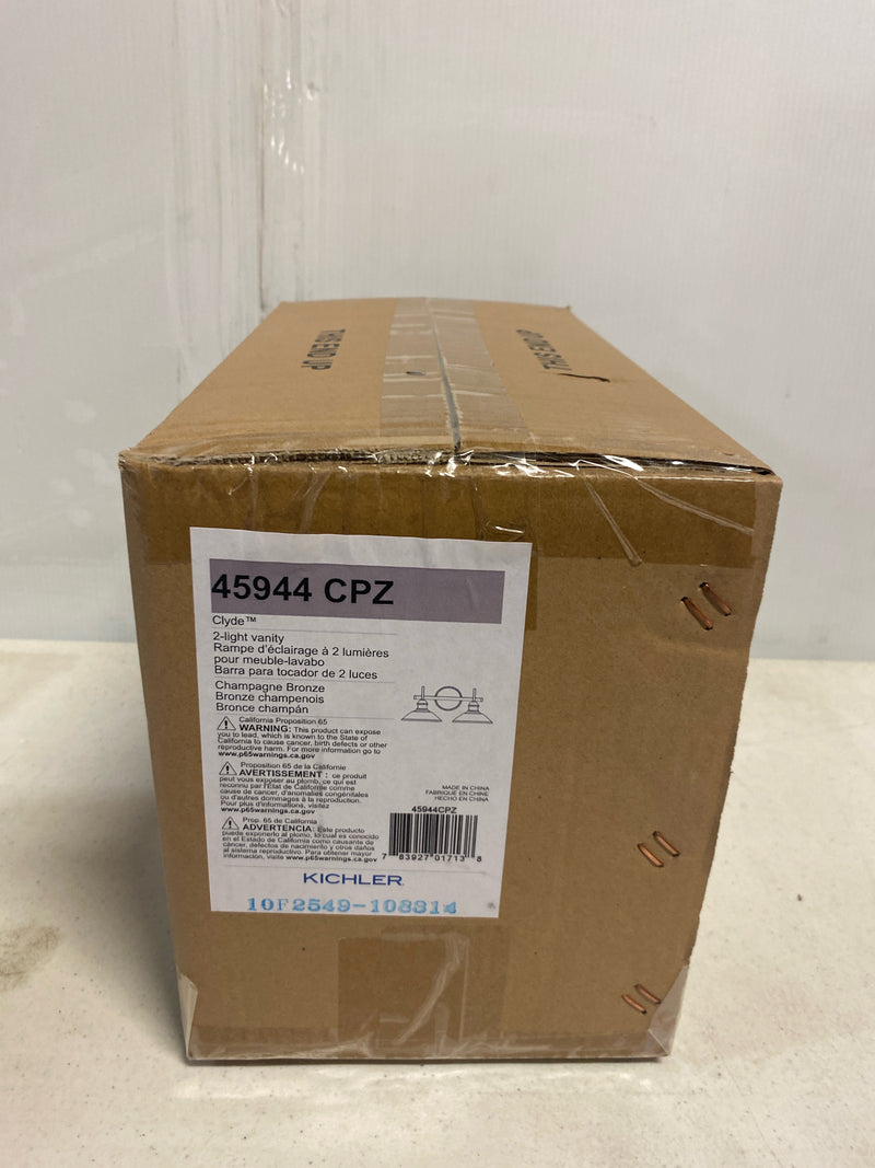 Kichler 45944CPZ Clyde 17 in. 2-Light Champagne Bronze Vintage Bathroom Vanity Light