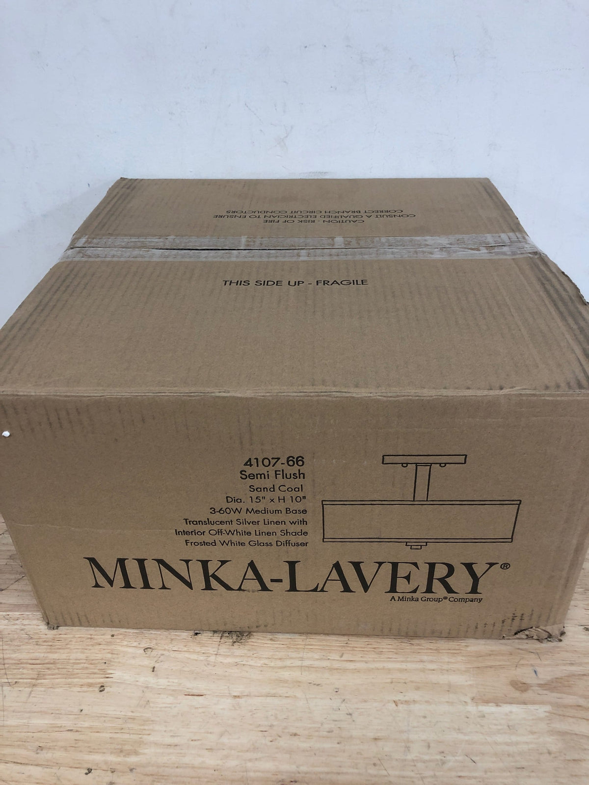 Minka Lavery 4107-66 Parsons Studio 3 Light 15" Wide Vantage Semi-Flush Drum Ceiling Fixture with Translucent Silver / Off-White Linen Shades - Sand Coal