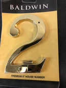 Baldwin 90672003 Solid Brass Residential House Number 2 - Polished Brass