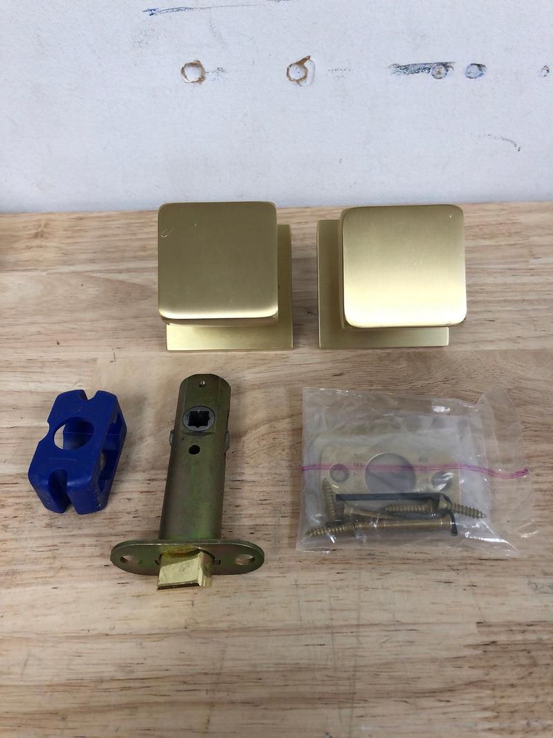 Emtek 520SQUUS4 Square Knob Brass Modern Privacy Knobset - Satin Brass