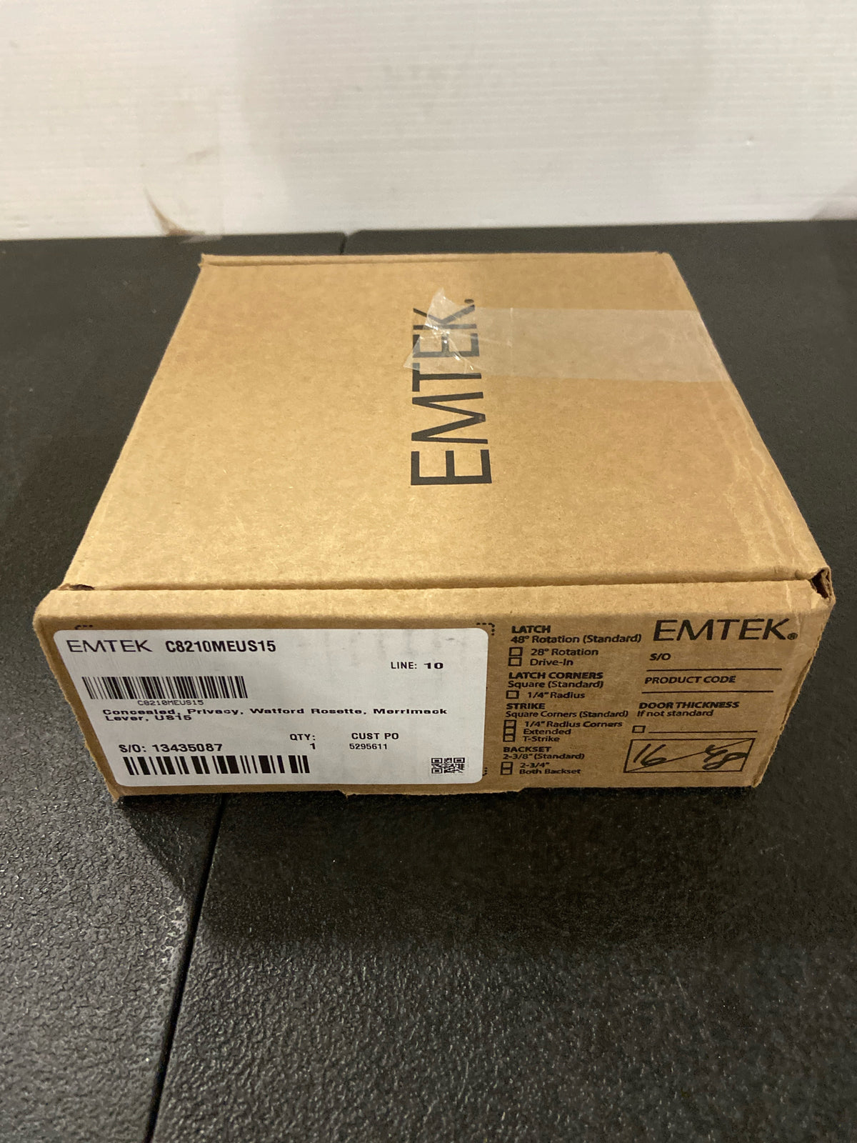 Emtek C822MEUS15 Watford Rosette Merrimack Privacy Door Lever Set with Concealed Screws from the American Designer Collection - Satin Nickel