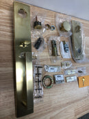Baldwin EESANxCONCQE044 Santa Cruz Full Plate Single Cylinder Keyed Entry Handleset with Interior Contemporary Knob and Emergency Egress Function - Satin Brass