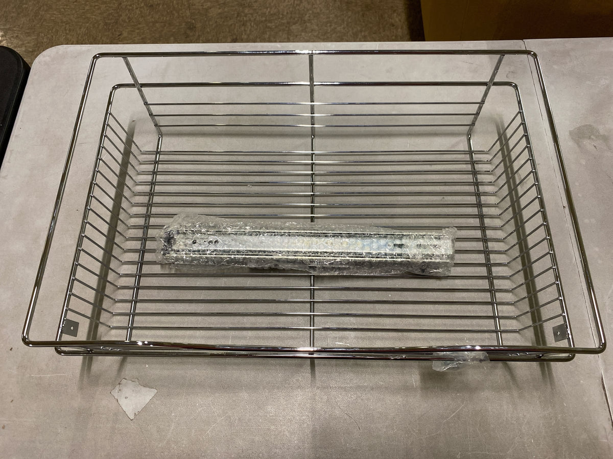 Rev-A-Shelf CB-241607CR-1 Classic Closet 24"W x 16"D x 7"H Slide Out Closet Basket for Custom Closet Systems - Chrome