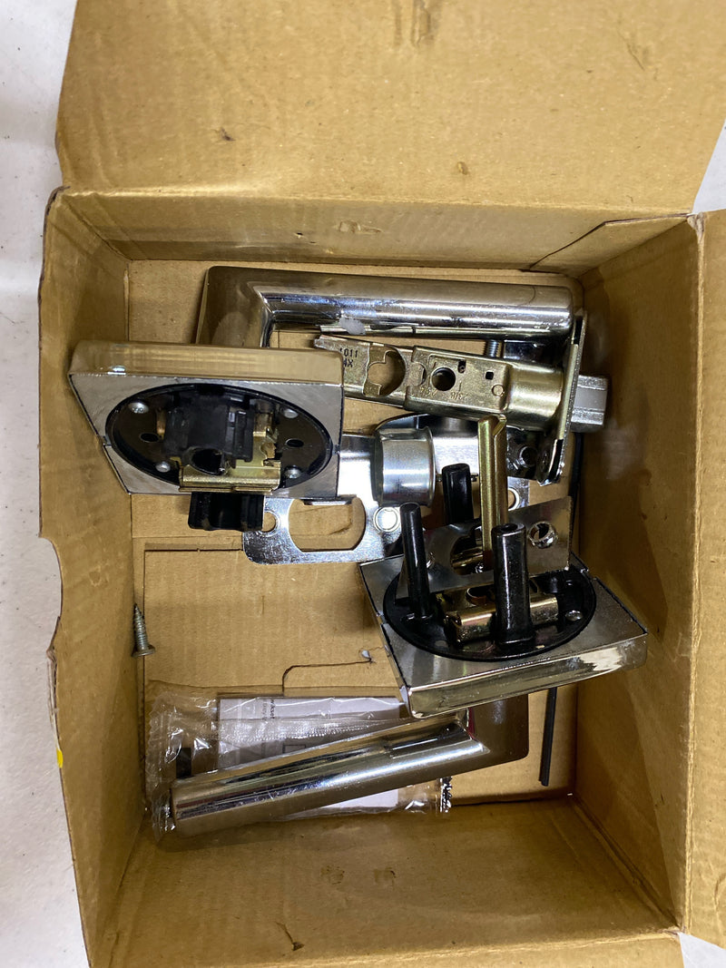 Kwikset 740MILSQT-26S Milan Lever with Square Rose Entry Door Lock SmartKey with 6AL Latch and RCS Strike Bright Chrome Finish