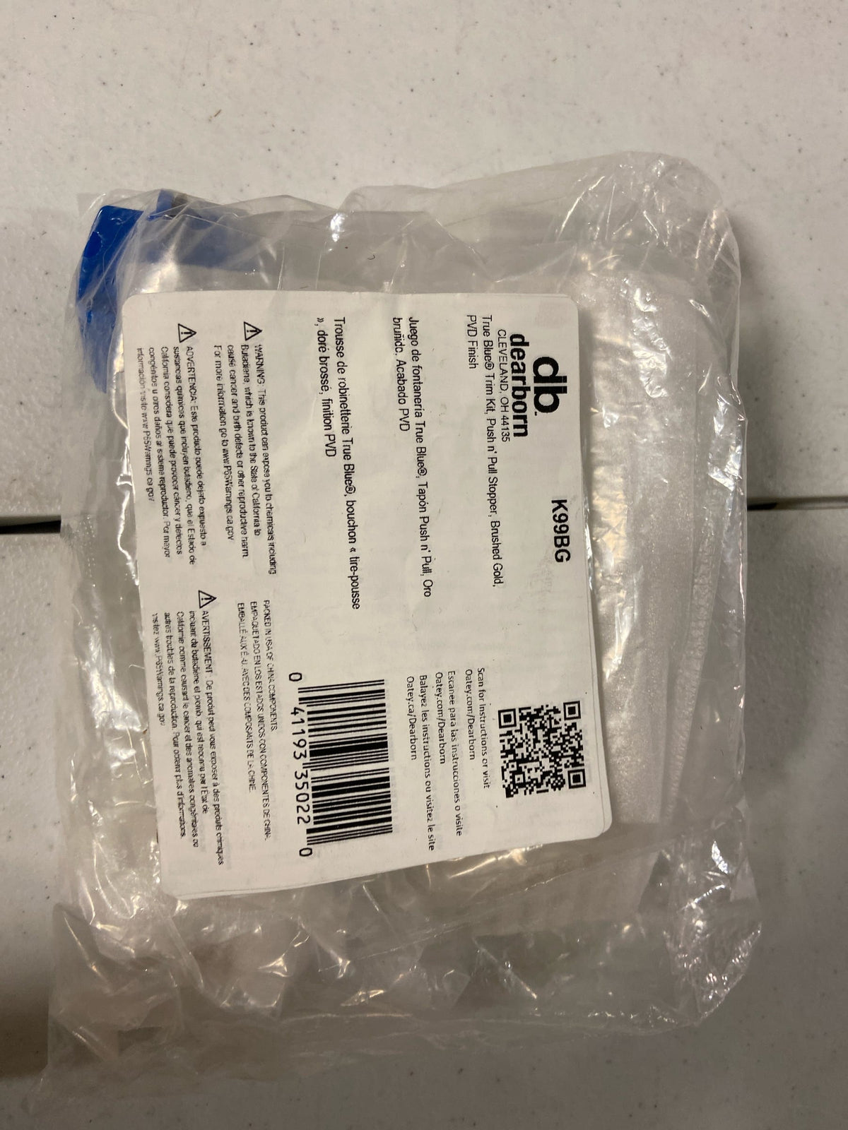 Dearborn K99BG True Blue 1-1/2" Tub Drain Kit - with Overflow - Brushed Gold