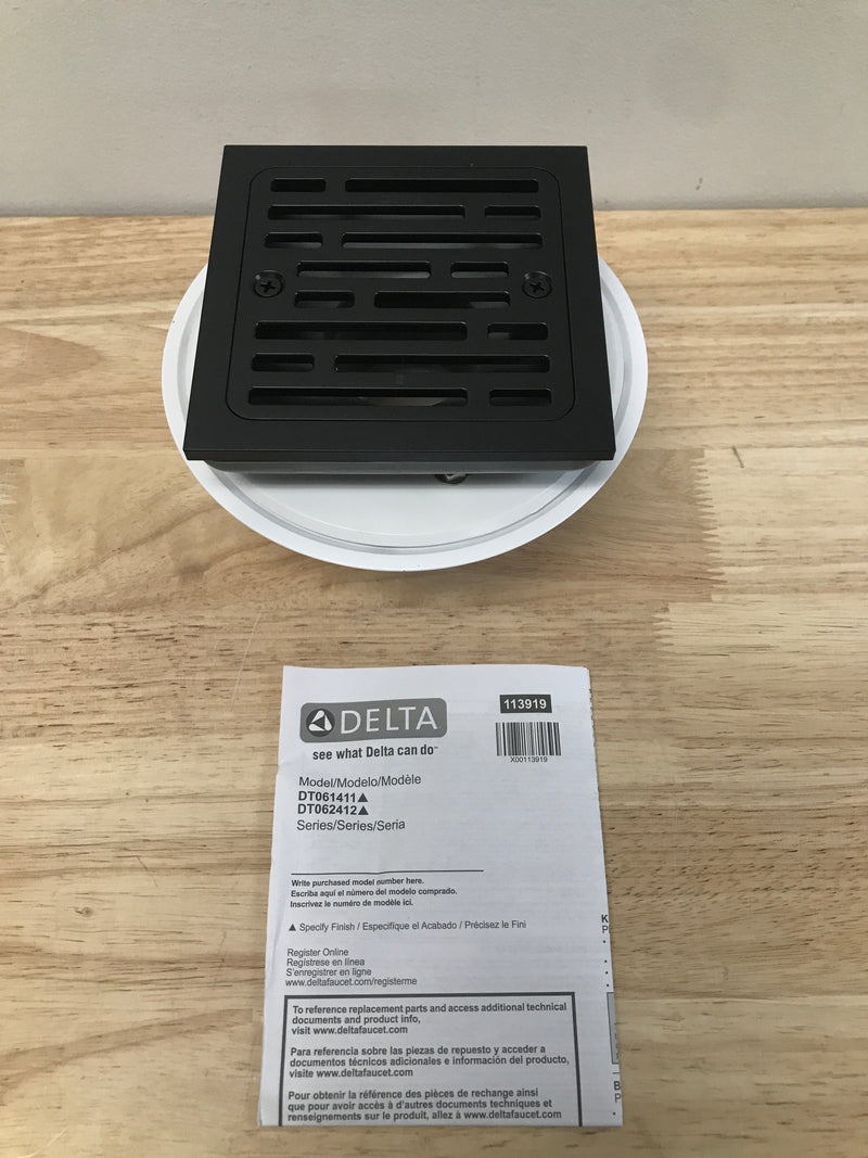 Delta DT062412-BL 4" Tile-In Square Shower Drain - Matte Black