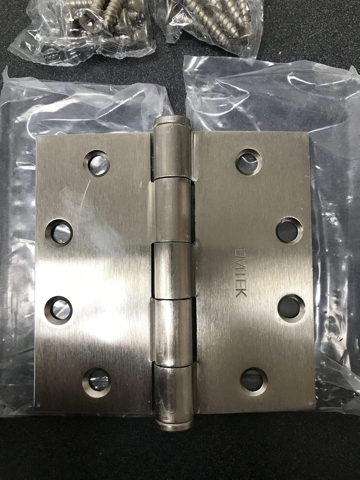 Emtek 92015 4.5" x 4.5" Square Corner Plain Bearing Mortise Hinge - Pair, Satin Nickel