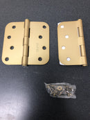 Emtek 9100 Steel Hinges (Pair) - SD - 5/8" Radius Corner - 4" x 4" - 910344 - Satin Brass (US4)