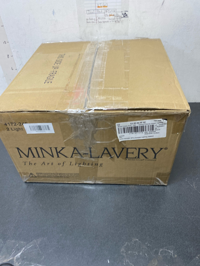 Minka Lavery 4172-249 Harbour Point 2 Light 14" Wide Semi-Flush Ceiling Fixture with Etched White Glass - Liberty Gold
