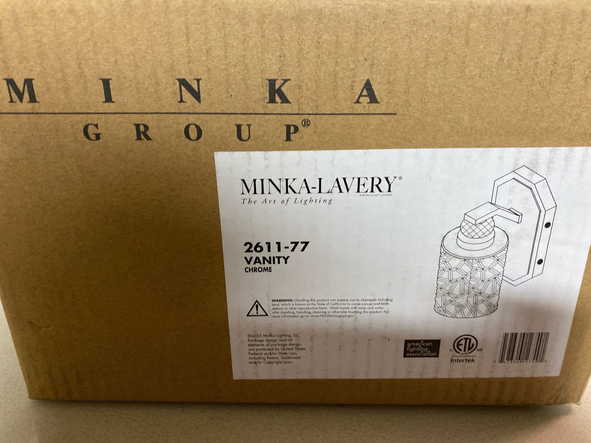 Minka Lavery 2611-77 Crystal Kay 8" Tall Bathroom Sconce with Crystal Accents and Crystal Glass Shade - Chrome