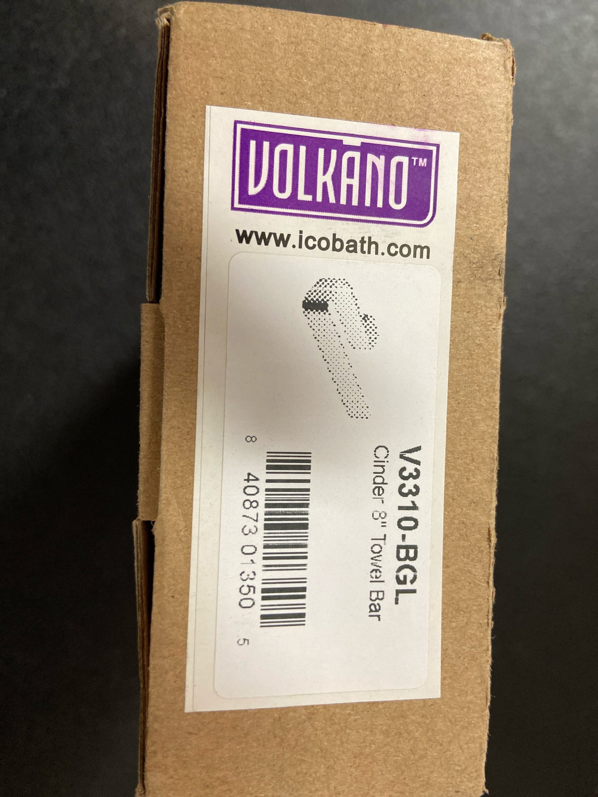 ICO Bath V331 Volkano Cinder 8" Towel Bar - Brushed Gold Light