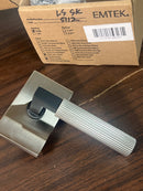 Emtek Knurled L-Square RH Passage Door Lever flat black and satin nickel 5112US19.LSUS19.KNUS19.RH