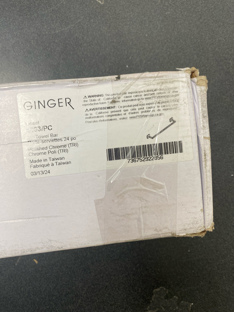 Ginger 5203/PC Lineal 24" Towel Bar from the Lineal Collection - Polished Chrome