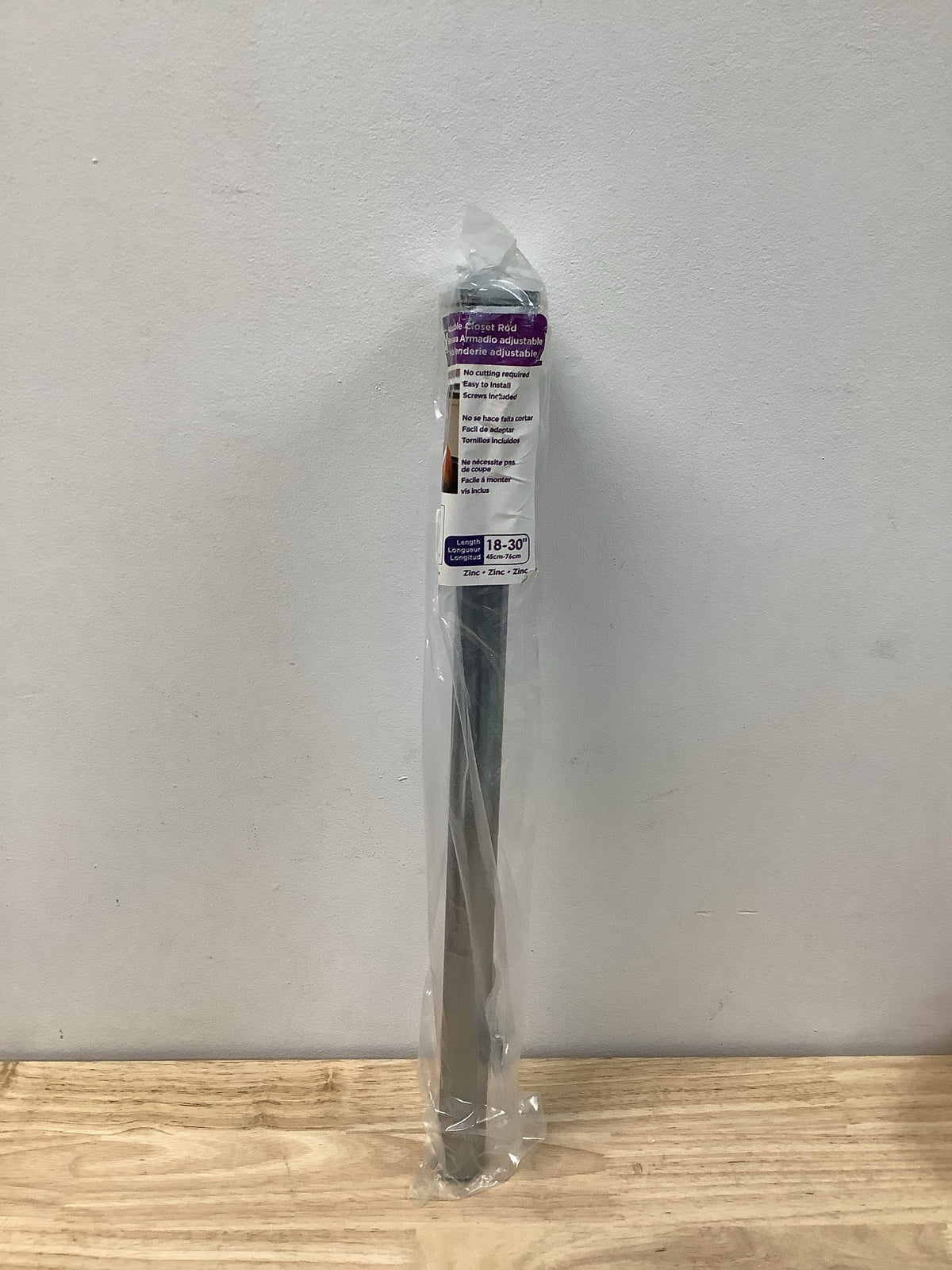 Knape and Vogt KV2ZC18 18 Inch to 30 Inch Wall Mounted Adjustable Closet Rod - Zinc