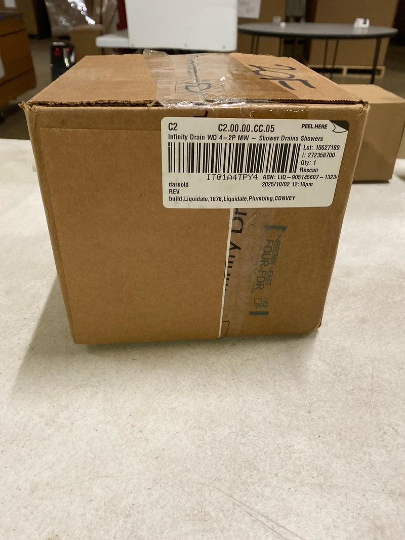 4" x 4" WD 4 Complete Kit with Wedge Wire Pattern Decorative Plate in Matte White with PVC Drain Body, 2" Outlet