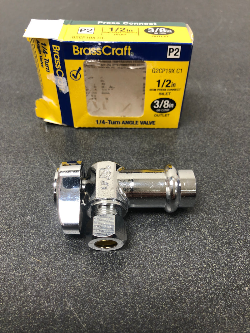 Brasscraft mfg co inc G2CP19X C1 1/2 in. Press Connect Inlet x 3/8 in. Compression Outlet 1/4 Turn Angle Valve