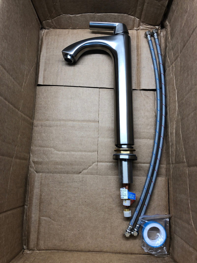 Vigo VG03013BN Linus 1.2 GPM 12" H Single Handle Single Hole Vessel Bathroom Faucet - Brushed Nickel