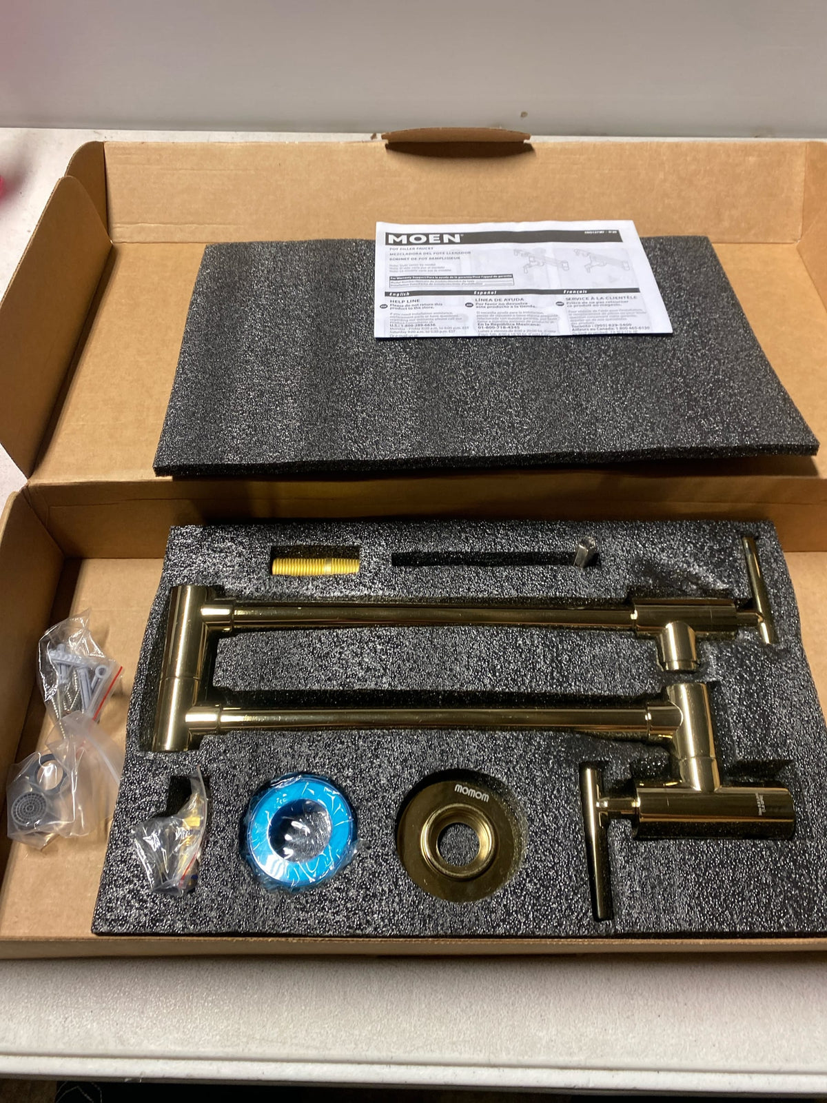 Moen S665BZG 5.5 GPM Wall Mounted Double Handle Pot Filler - Bronzed Gold