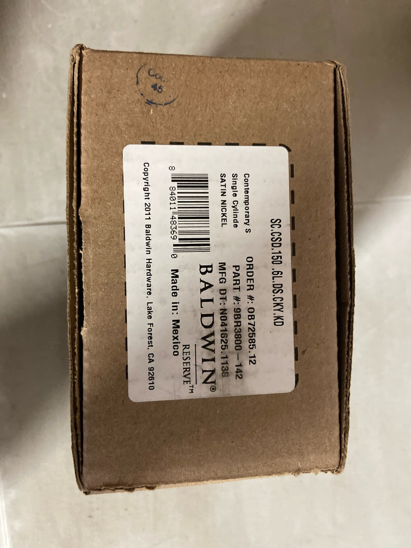 Baldwin Contemporary Square Single Cylinder Keyed Entry Deadbolt - Satin Nickel