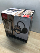 Globe electric 44233 Liam Matte Black Industrial Indoor/Outdoor 1-Light Wall Sconce with Frosted White Glass shade