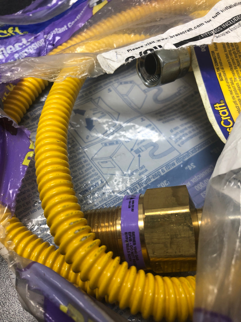 Brasscraft CSSL114TE-48 X 1/2 in. MIP x 1/2 in. MIP x 48 in. Gas Connector (3/8 in. O.D.) with Safety+Plus2 Thermal Excess Flow Valve (28,300 BTU)
