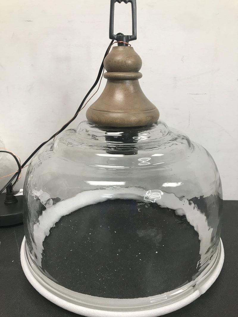 Capital Lighting 330318YG Single Light 14" Wide Pendant with Clear Glass Shade - Grey Wash / Iron Silk