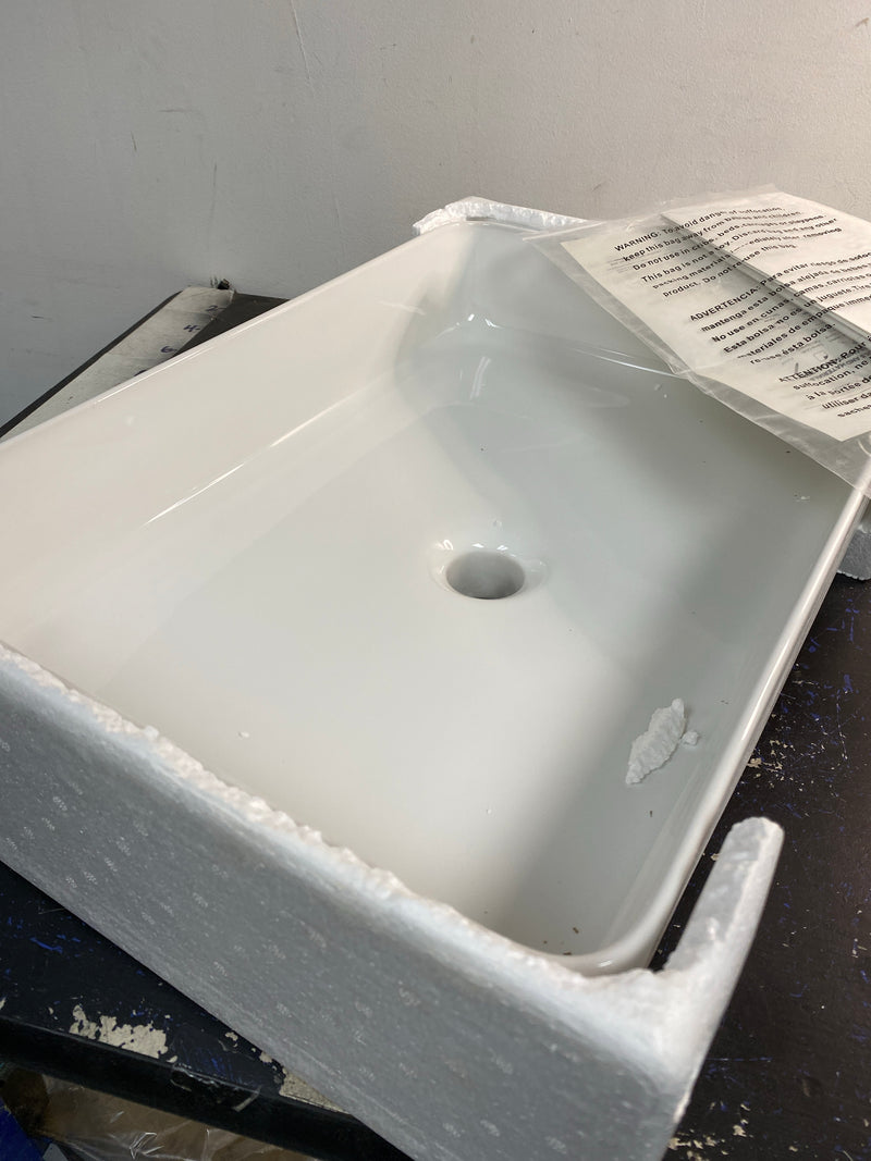 Signature Hardware 447956 Hibiscus 20" Fireclay Vessel Bathroom Sink - No Faucet Holes - White