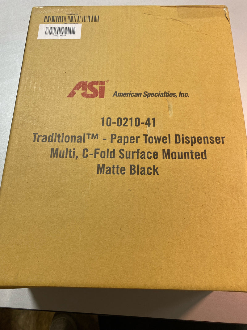 ASI 10-0210-41 Surface Mounted Vertical C-Fold Paper Towel Dispenser - Matte Black