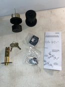 Emtek 5115ROUUS19 Round Single Cylinder Keyed Entry Door Knob Set with Disk Rose from the Brass Modern Collection - Flat Black