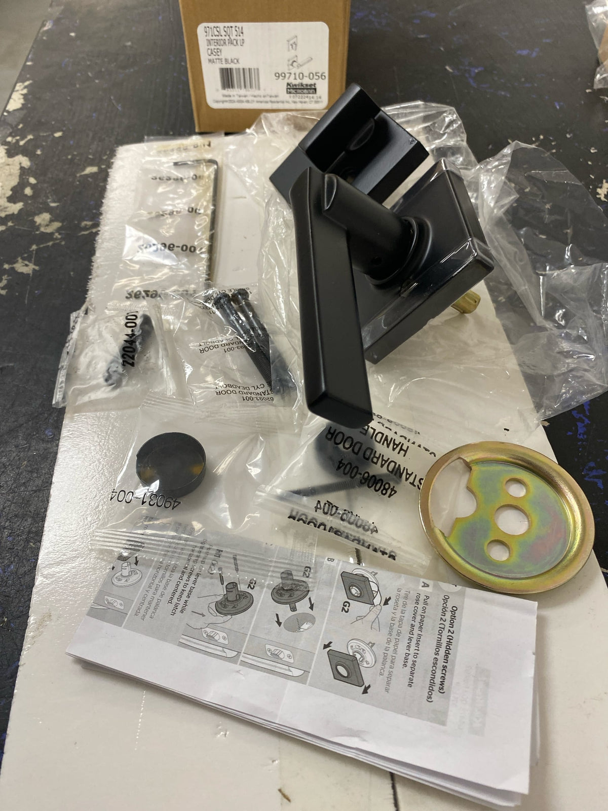 Kwikset 971CSLSQT-514 Casey Single Cylinder Interior Pack with Square Rose for 818 Low Profile Handlesets - Iron Black