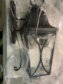 The Great Outdoors 73352-757 Cardigan 2 Light 21" Tall Outdoor Wall Sconce with Clear Glass Shade - Sand Coal Black / Olden Brass