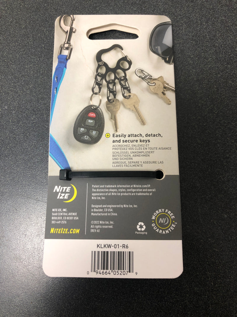 Nite IZE Pawprint Locker KeyRack - Stainless Steel Keychain Organizer with Locking Carabiner - Features 4 S-Biner MicroLocks to Securely Hold Keys