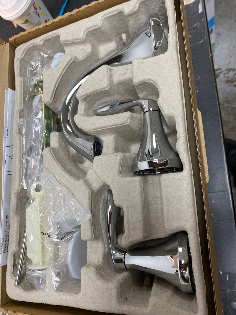 Moen T6420BN Eva 1.2 GPM Deck Mounted Bathroom Faucet with Pop-Up Plug- Less Drain Assembly - Brushed Nickel