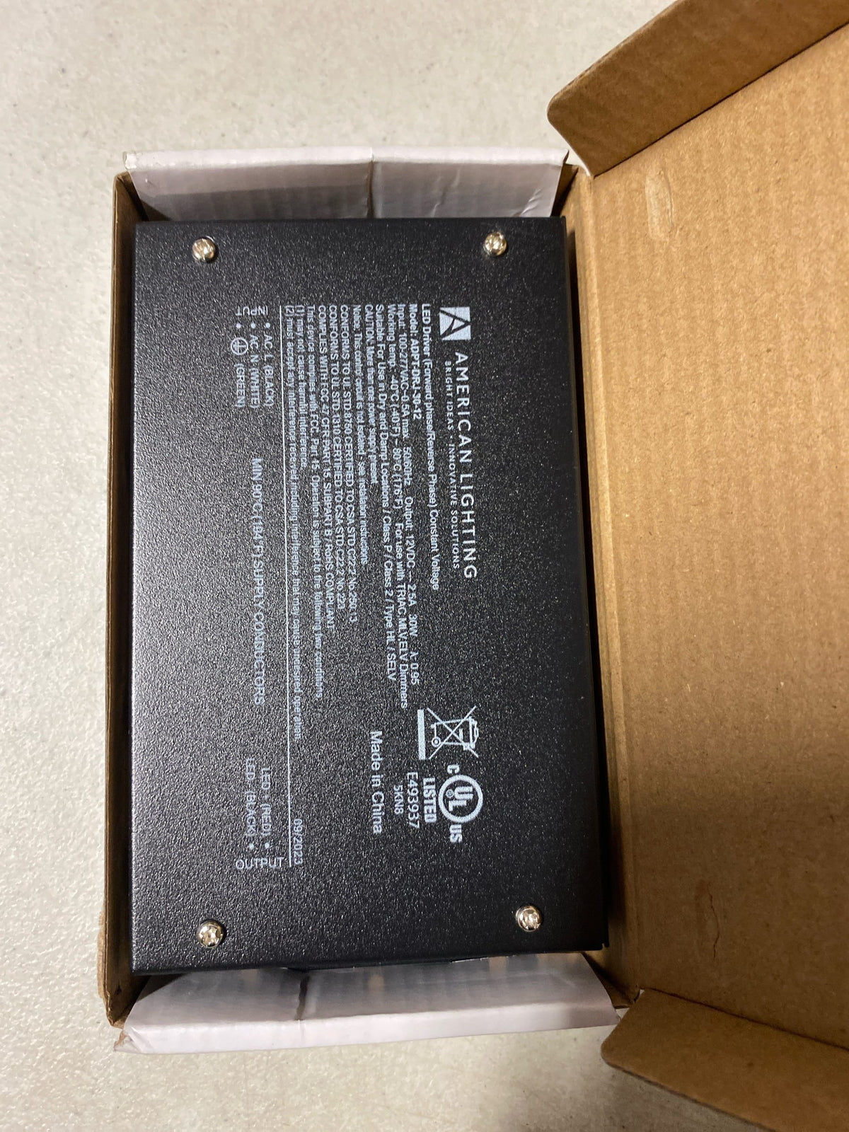 American Lighting ADPT-DRJ-30-12 2" Tall 30W Power Supply - Black