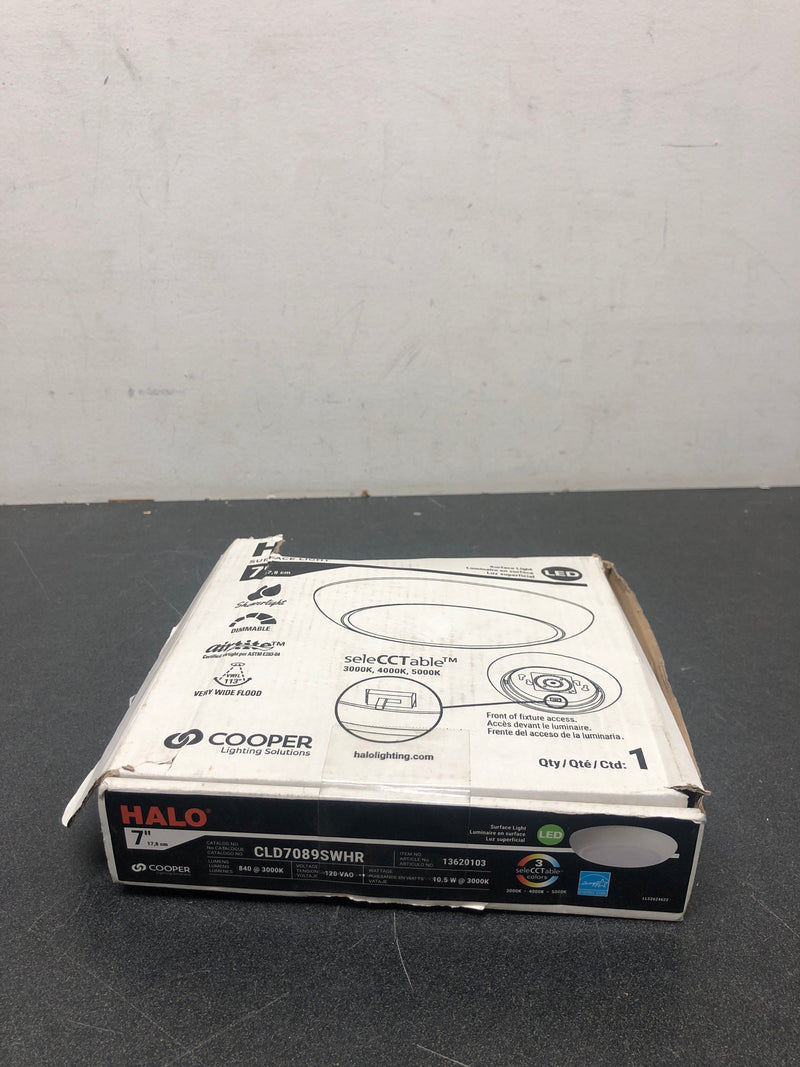 Halo CLD7089SWHR CLD 7 In. White Flush Mount with Frosted Glass Shade