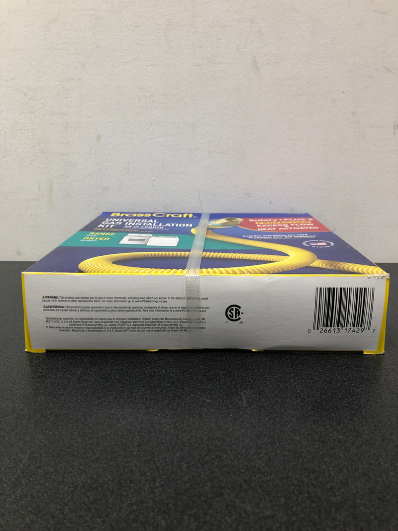 Brasscraft PSCTE1106 K5 Safety+PLUS2 (1/2 in. O.D.) Gas Dryer and Range Installation Kit w/ Thermal Excess Flow Valve (60,500 BTU)