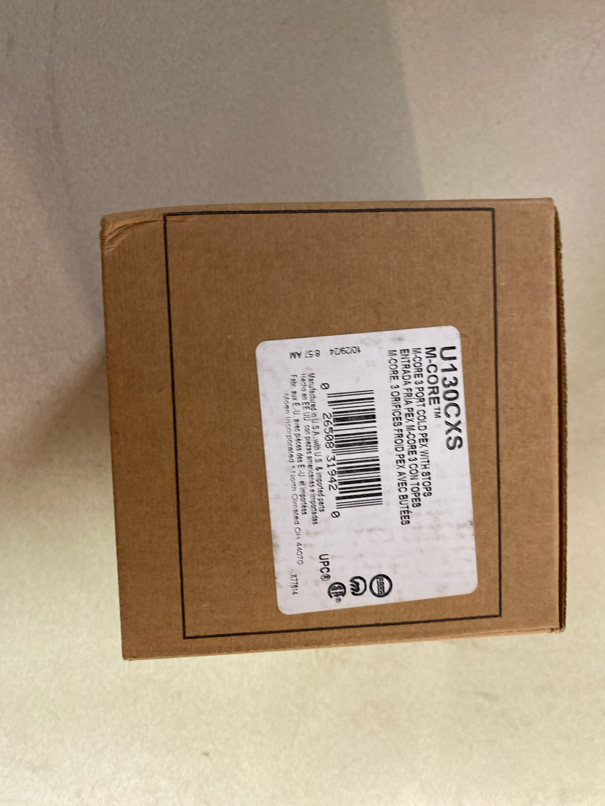 Moen U130CXS M-Core 3 Port Pressure Balanced 1/2" Cold Expansion PEX Shower Only Valve with Stops - N/A