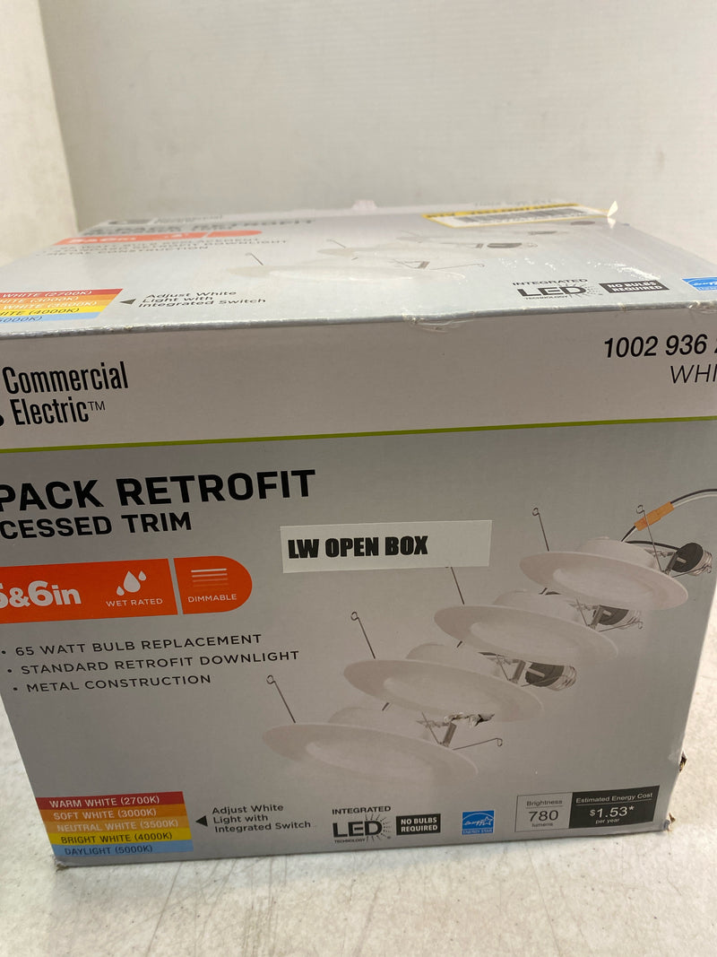 Commercial electric NS01dA09FR2-259 5/6 in. Integrated LED White Dimmable Recessed Light Trim with Adjustable Color Temperature, (2-Pack)