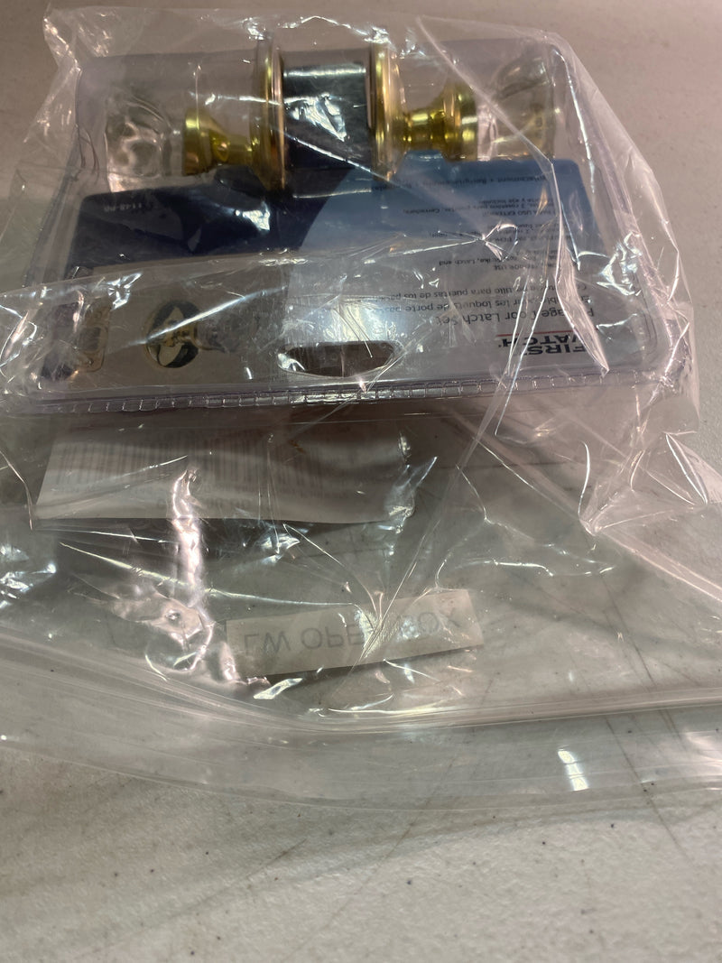 First Watch 1148-PB 2-3/8" Backset Glass Passage Door Knobset with Latch and Rosettes - Polished Brass