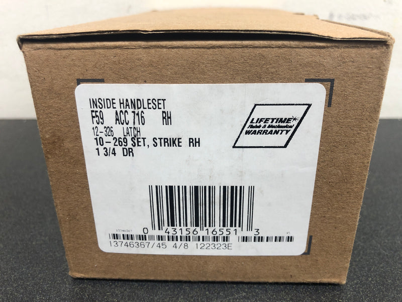 Schlage F59ACC716RH Accent Right Handed Single Cylinder Interior Pack - Exterior Handleset Sold Separately - Aged Bronze