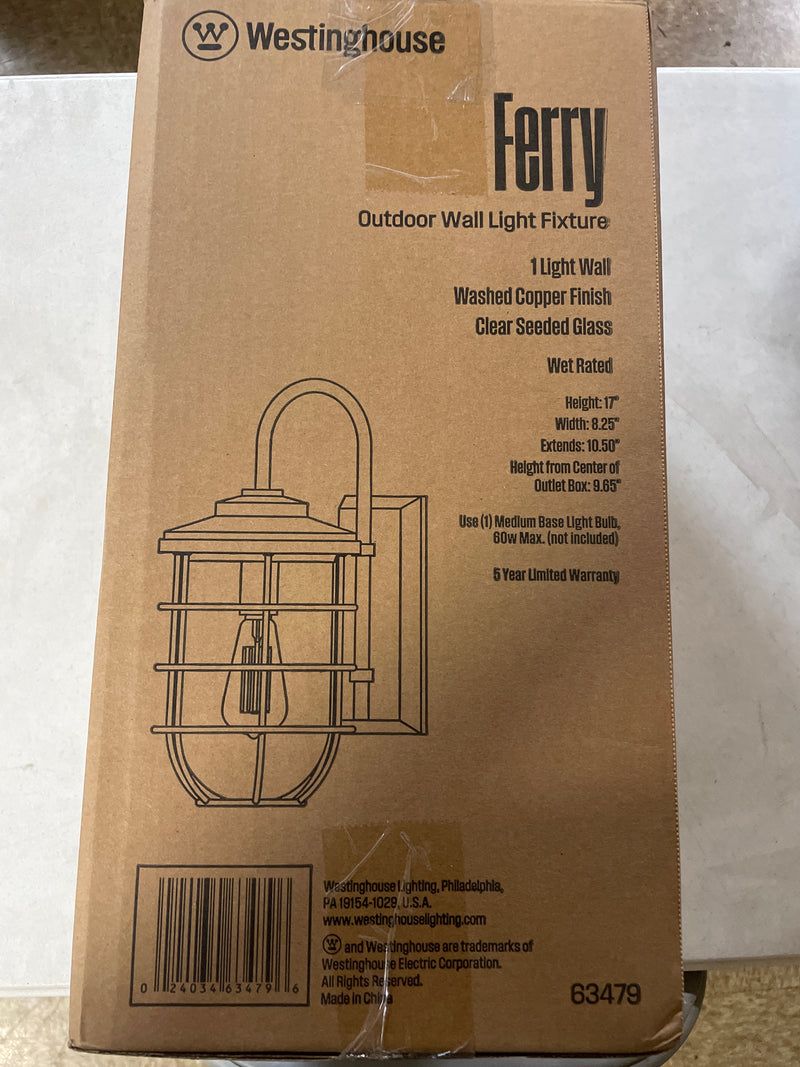 Westinghouse 6347900 Ferry 1-Light Washed Copper Outdoor Wall Lantern Sconce