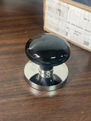 Emtek C810EBUS19 Ebony Porcelain Passage Door Knobset with polished nickel Rosette and the Concealed Screws - Flat Black