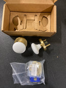 Emtek 810IWUS4 Ice White Porcelain Passage Door Knob Set - Satin Brass