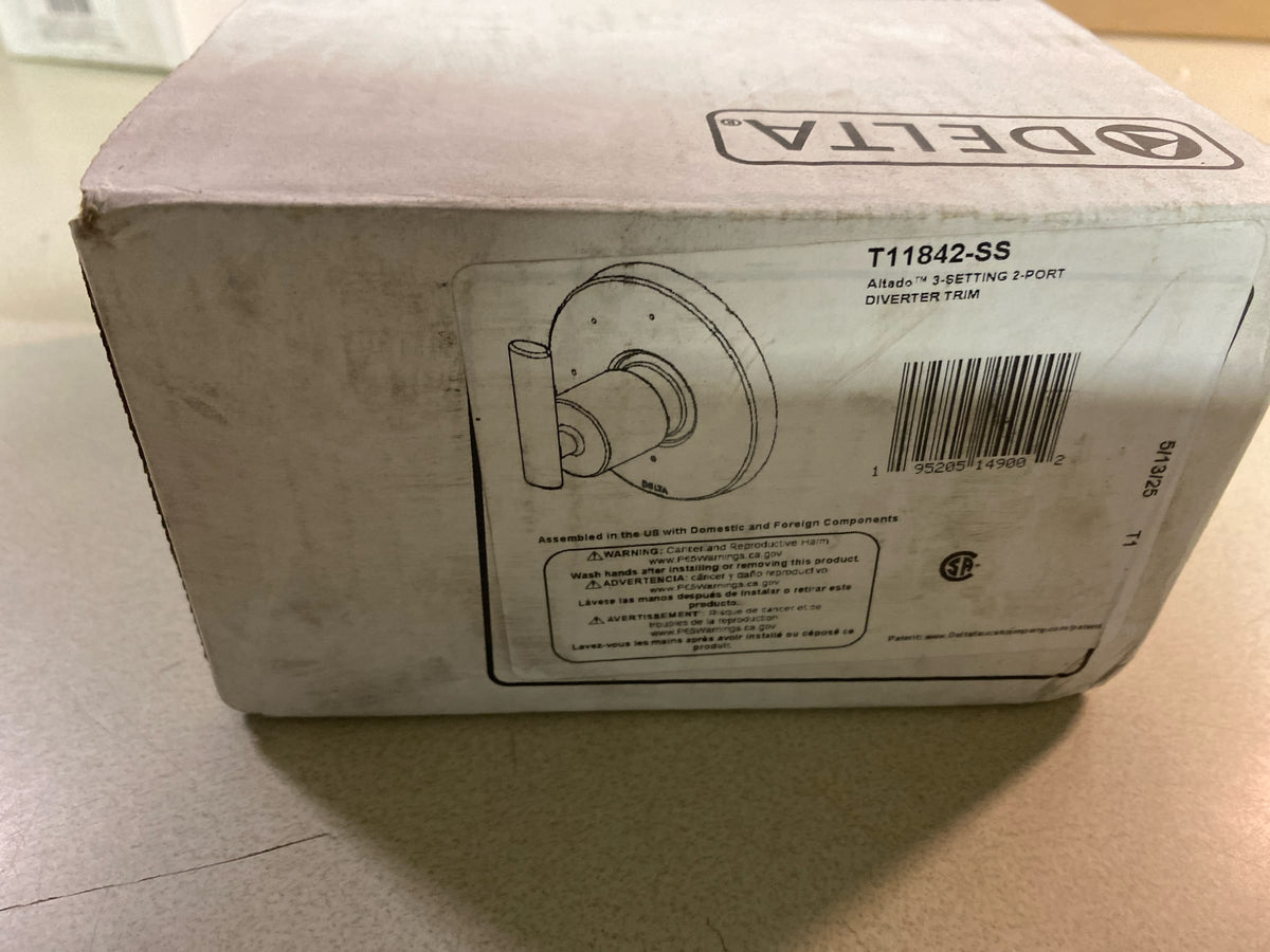 Delta T11842-SS Altado Three Function Diverter Valve Trim Less Rough-In Valve - Two Independent Positions, One Shared Position - Brilliance Stainless